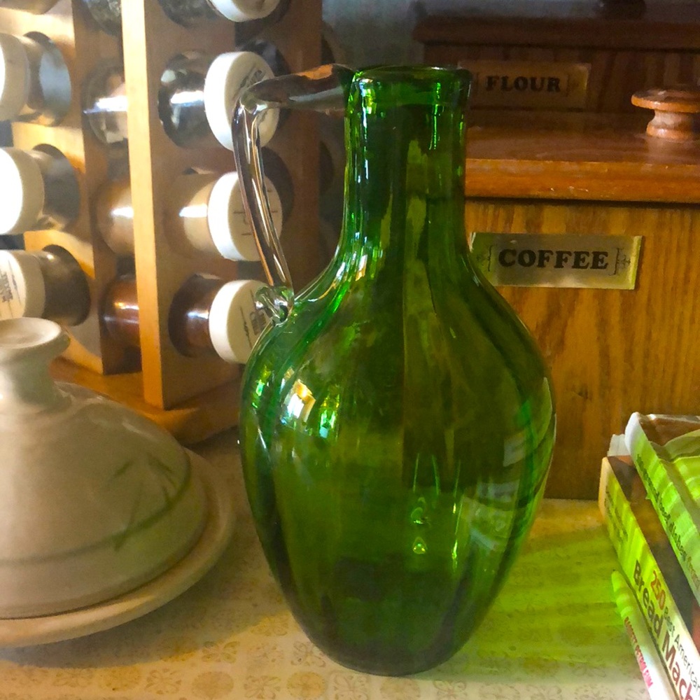 Handblown glass pitcher/ vase/ jug I believe it is Murano glass